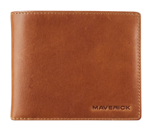 Load image into Gallery viewer, Maverick Lederen billfold RFID met uitneembare kaarthouder cognac