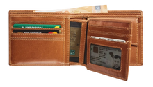 Load image into Gallery viewer, Maverick Lederen billfold RFID met uitneembare kaarthouder cognac