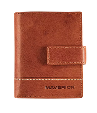 Load image into Gallery viewer, Maverick Lederen CardProtector compact anti-skim - cognac Rough Gear MAV-RG-063-25