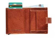 Afbeelding in Gallery-weergave laden, Lederen CardProtector compact anti-skim - cognac