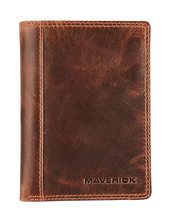 Load image into Gallery viewer, Maverick MAV-TO-033-03 Lederen portefeuille anti-skim voor extra kaarten Brown
