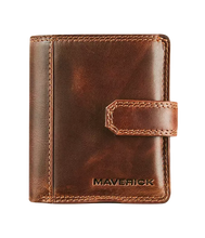 Afbeelding in Gallery-weergave laden, Maverick the original - pasjeshouder - RFID - drukknop - leder - bruin MAV TO 063-03