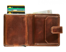 Afbeelding in Gallery-weergave laden, Maverick the original - pasjeshouder - RFID - drukknop - leder - bruin MAV TO 063-03