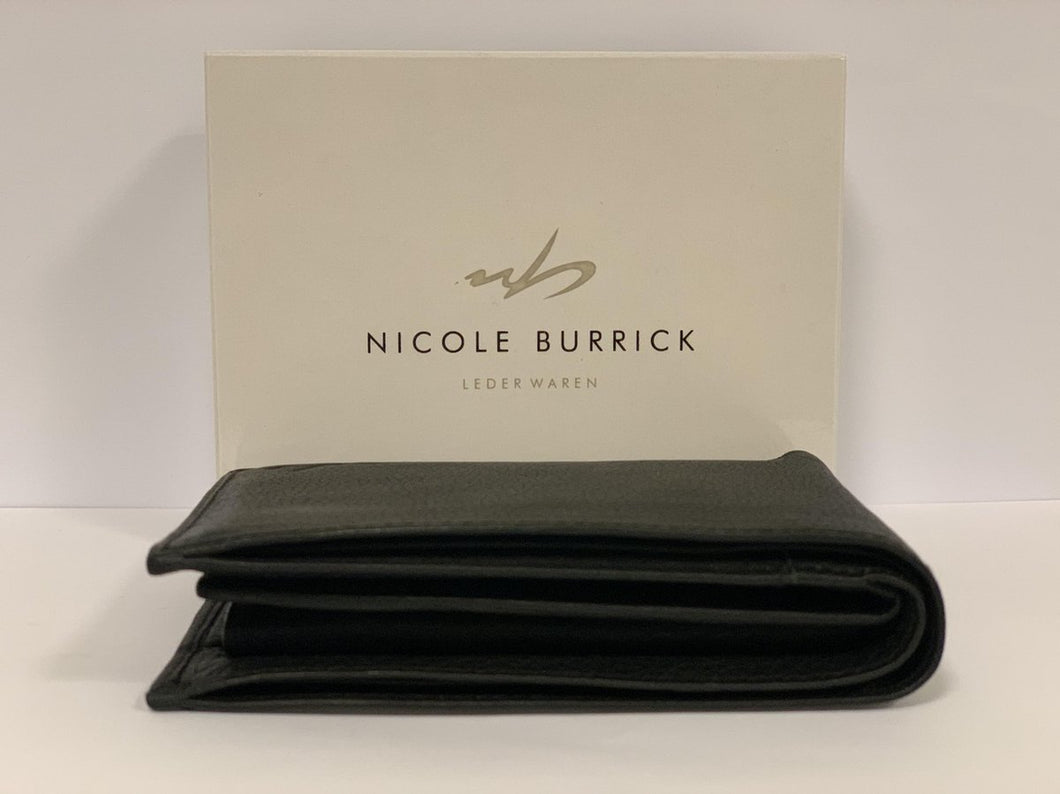 NICOLE BURRICK Real Cow Leather Wallet Black