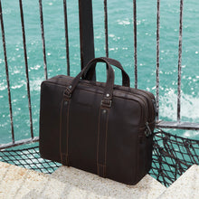 Load image into Gallery viewer, Large Black Leather Briefcase - Arthur &amp; Aston SKU: 2411-02-CHAT
