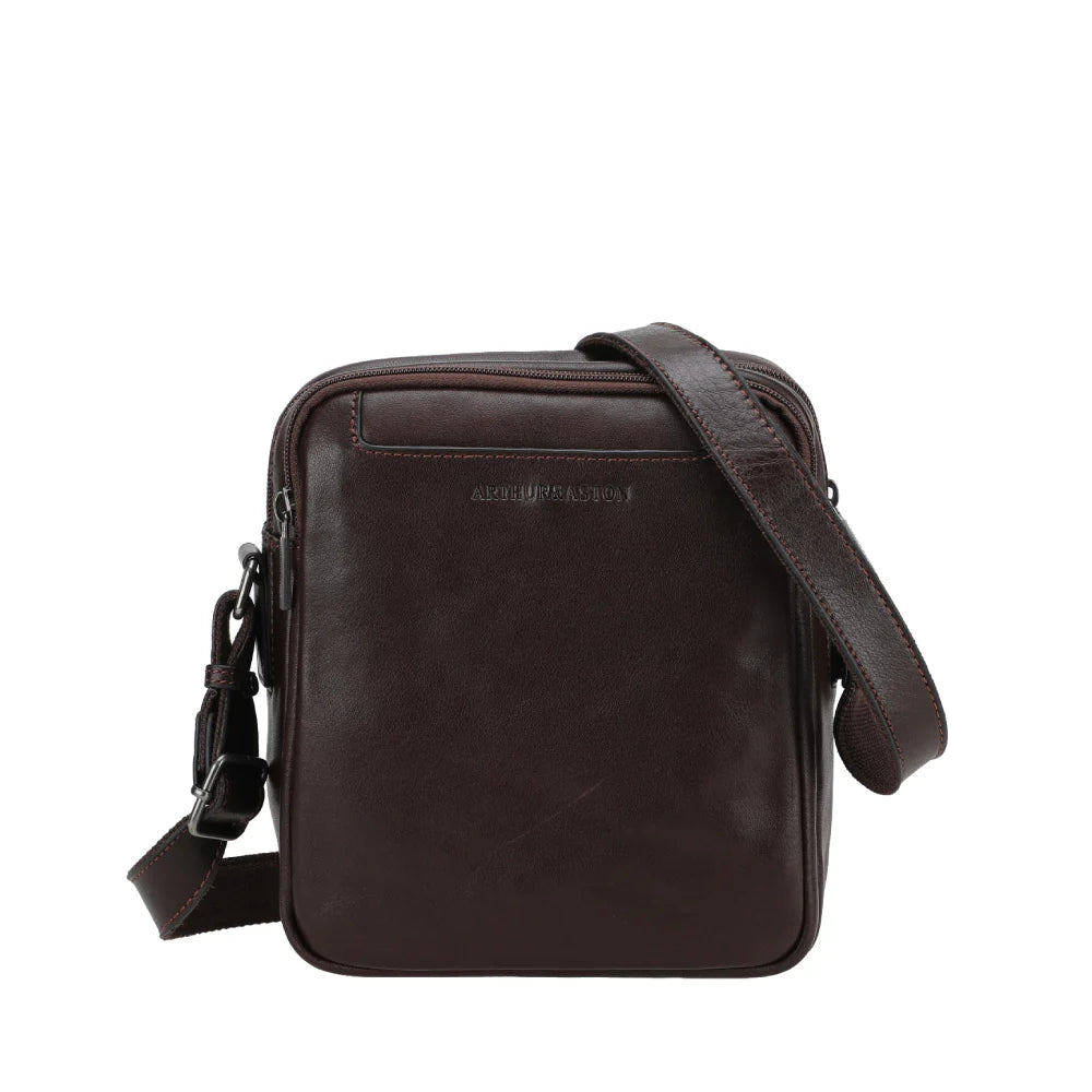 Arthur & Aston Leon Leather Crossbody Bag Bruin