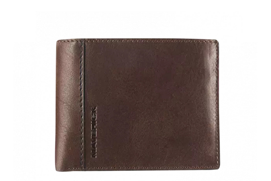 Lederen billfold anti-skim met 2 biljetvakken Maverick Brown