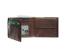 Load image into Gallery viewer, Lederen billfold anti-skim met 2 biljetvakken Maverick Brown
