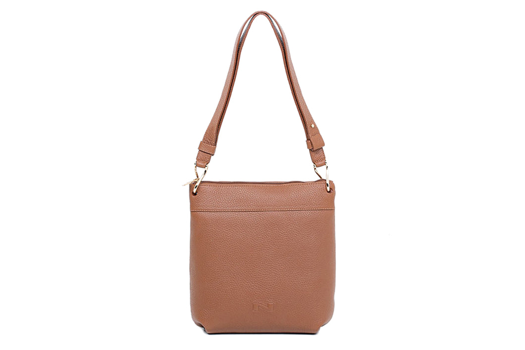 Nathan Baume Mini Tiki Zipped Hobo Bag Cognac