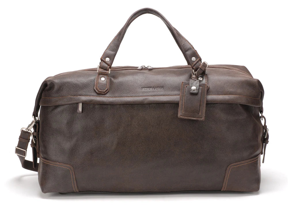 Cristiano large model travel bag in destroyed leather - Arthur & Aston 62-1069-CHAT