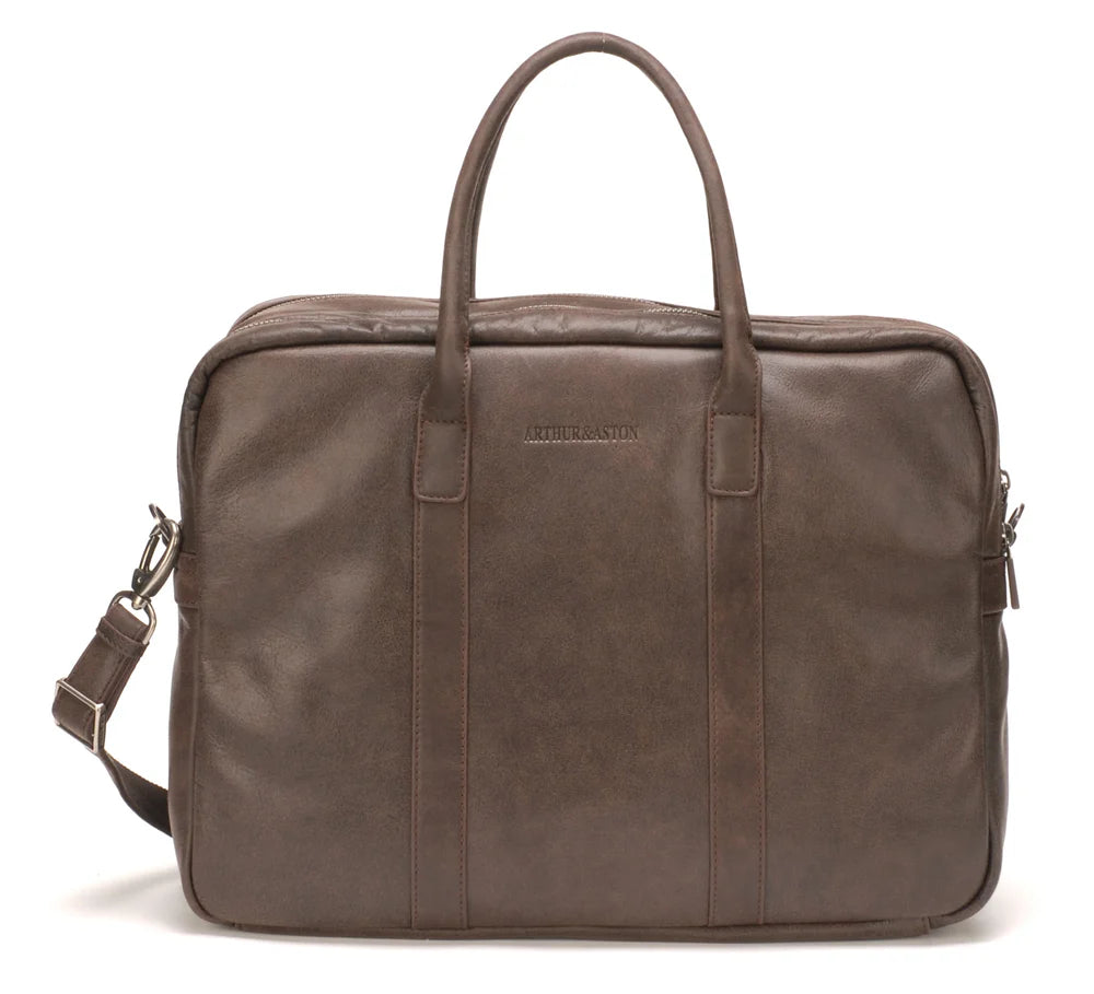 Large Diego leather briefcase - Arthur & Aston 1438-23-CHAT
