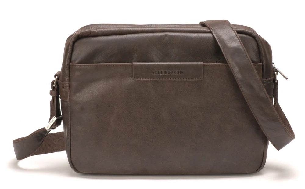 Diego cowhide leather satchel - Arthur & Aston 1438-26-Chataigne