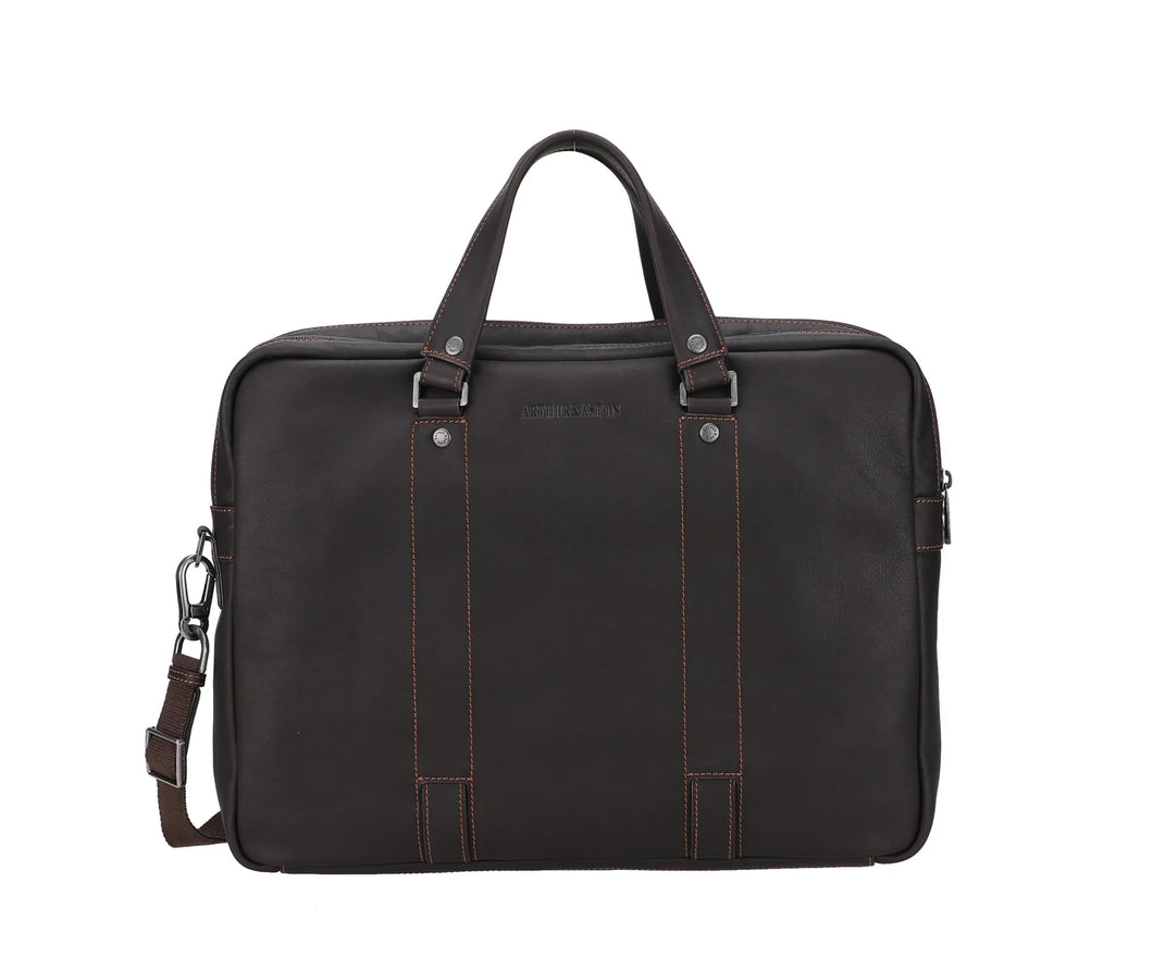 Large Black Leather Briefcase - Arthur & Aston SKU: 2411-02-CHAT