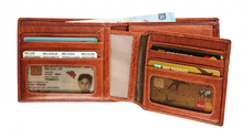 Afbeelding in Gallery-weergave laden, Maverick Lederen billfold anti-skim met uitneembare kaarthouder - cognac

