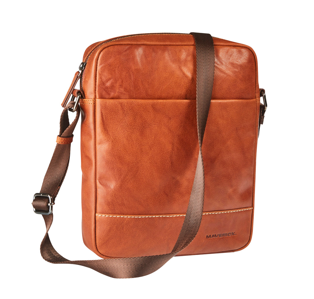 Maverick Leather shoulder bag small - cognac