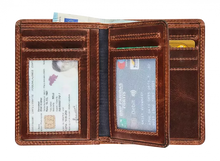 Load image into Gallery viewer, Maverick MAV-TO-033-03 Lederen portefeuille anti-skim voor extra kaarten Brown
