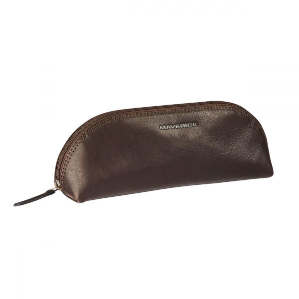 Leather pencase oval Maverick Brown