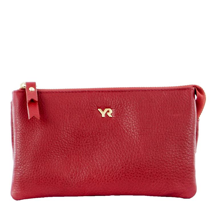 Yves Renard - portemonnee in leder met 3 vakken rood